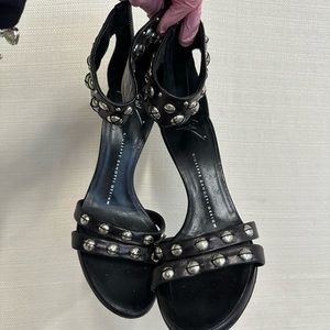 Giuseppe Zanotti Black Heeled Sandals with Studded Straps Size 37